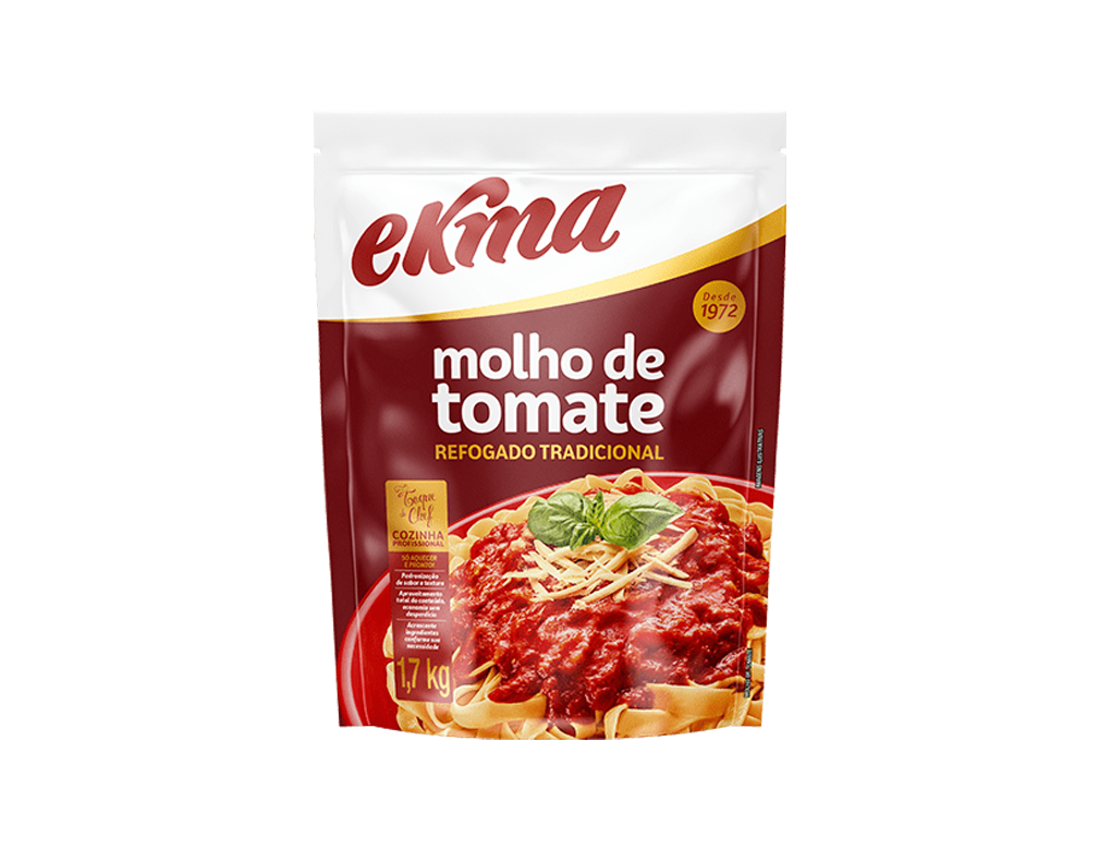 MOLHO DE TOMATE TRADICIONAL REFOGADO EKMA 1,7 KG (CX 6 BAG)